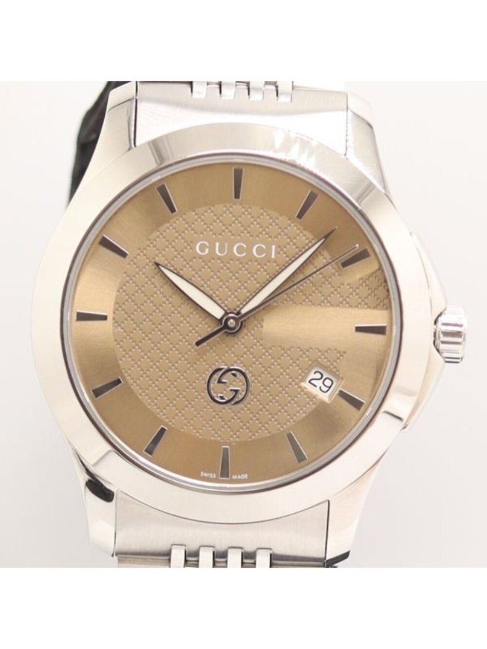Gucci G-Timeless 126.4 Date Beige Dial Watch
